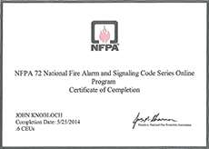 NFPA Certificate